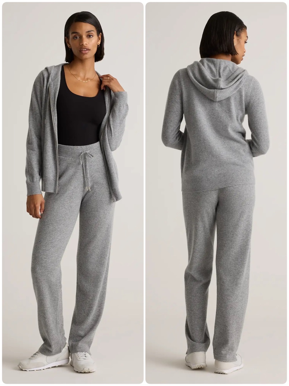 Quince Mongolian Cashmere Straight Leg Pants Heather Grey Size Large